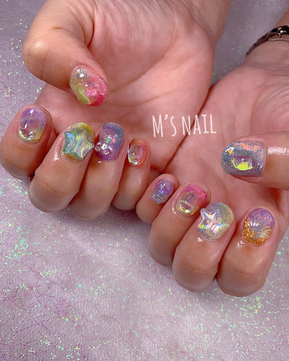 glitter colourful candy 3d jelly nail art