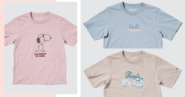 New UNIQLO Singapore x Peanuts T-Shirts: Snoopy's College Life In Minimalist Designs & Faded Colours