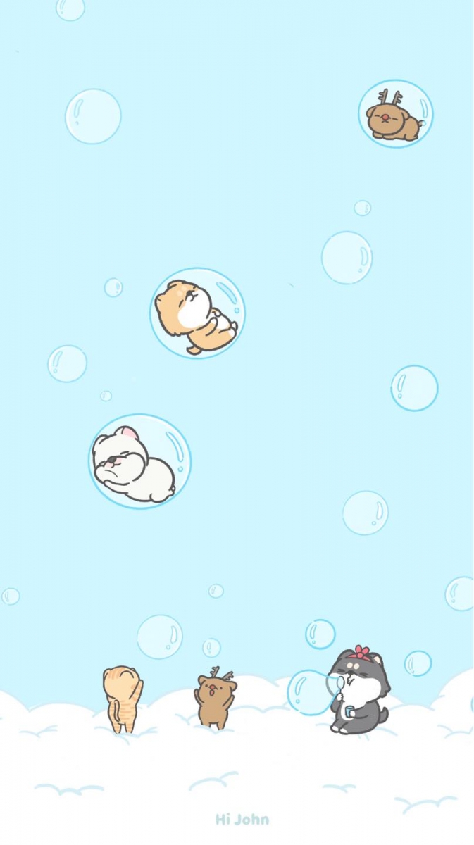 shiba inu hi john phone wallpaper soap bubble