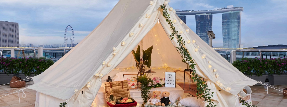The Fullerton Hotel rooftop glamping