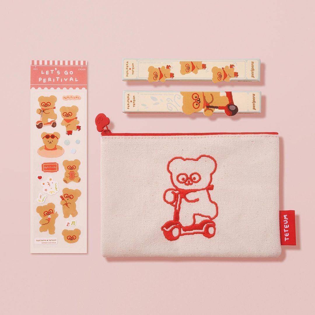 Peripera x Teteum stickers and pouch