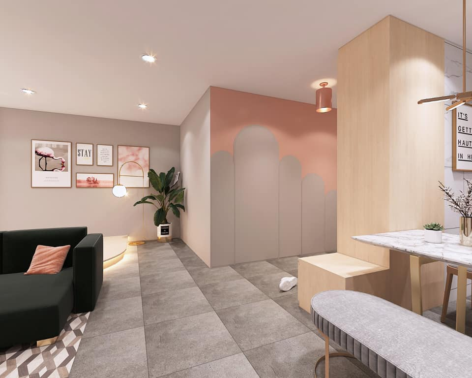 Pastel pink grey HDB BTO Singapore