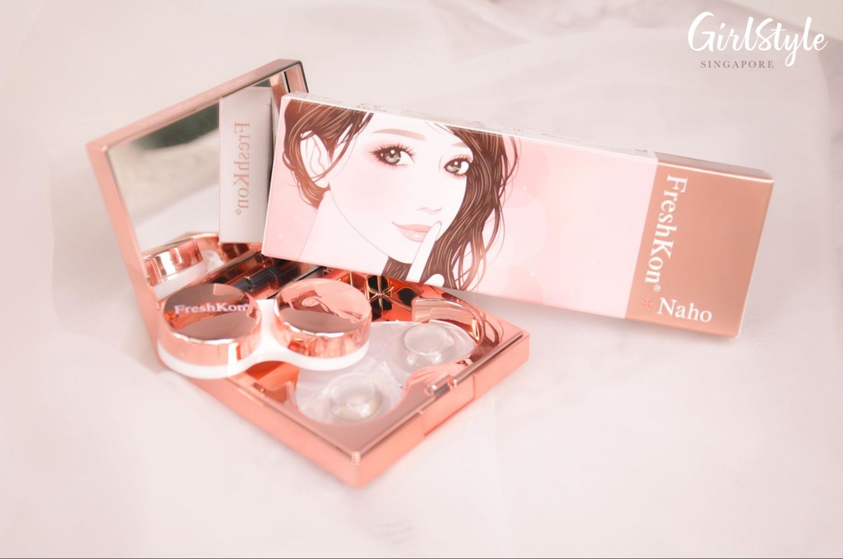 Freshkon Naho Singapore metallic pink contact lens case