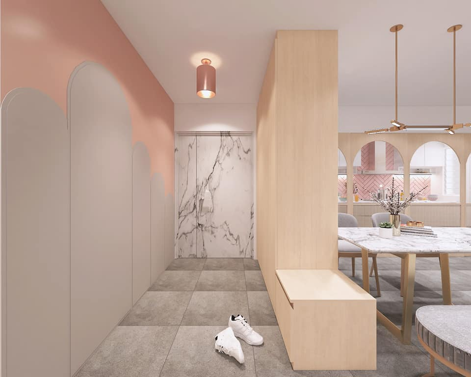 Pastel pink grey HDB BTO Singapore