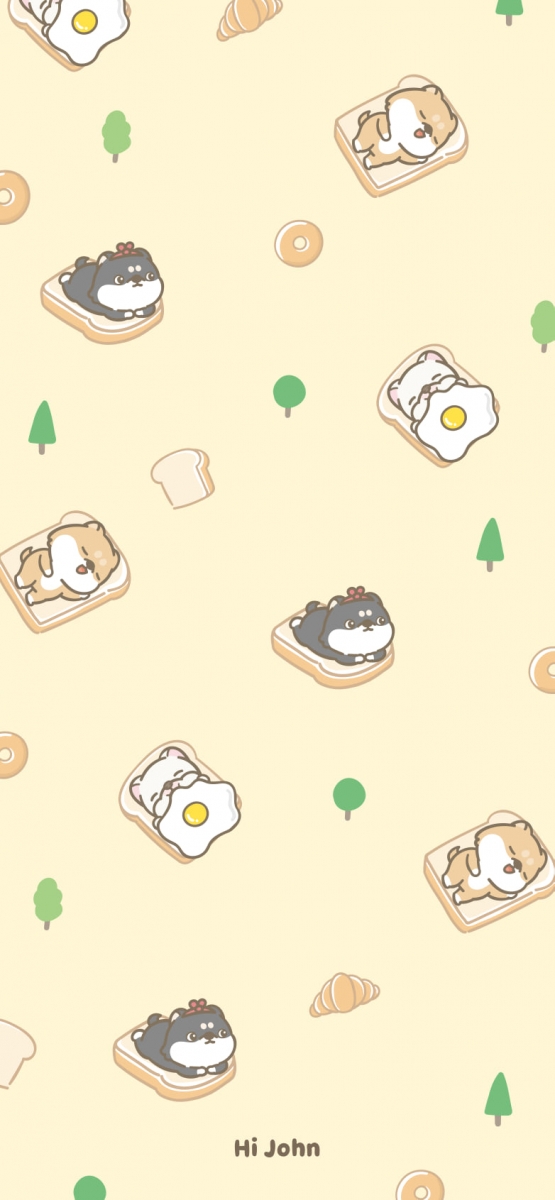 toast egg shiba inu hi john phone wallpaper