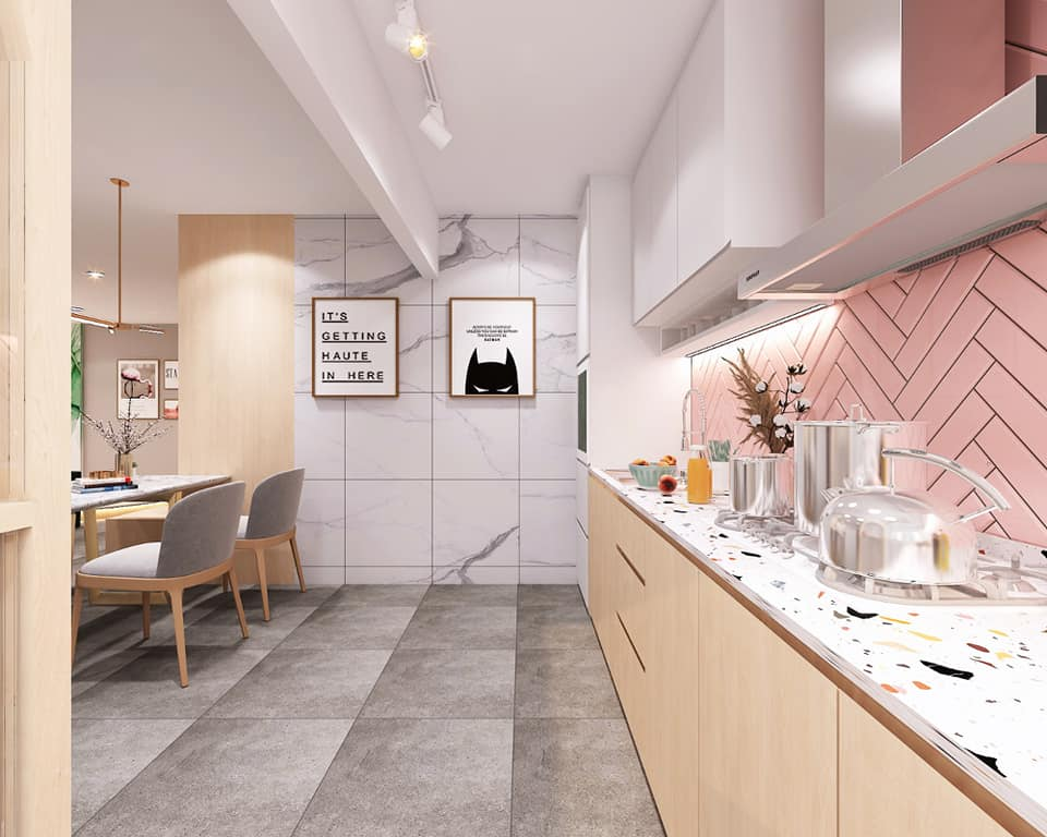 Pastel pink grey HDB BTO Singapore