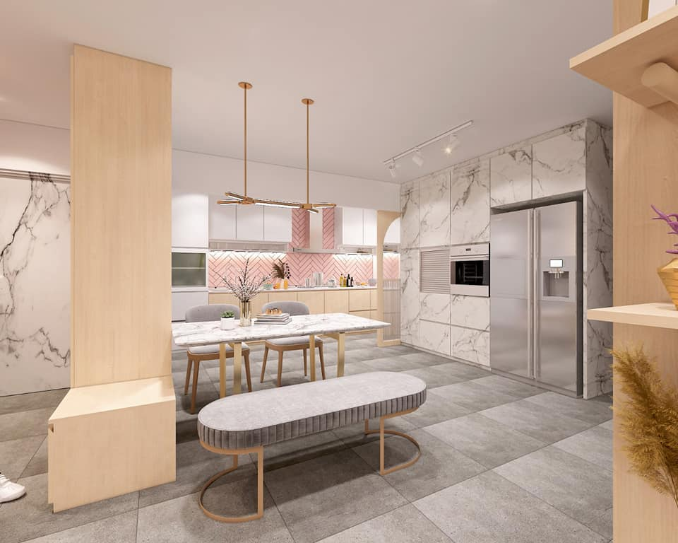 Pastel pink grey HDB BTO Singapore