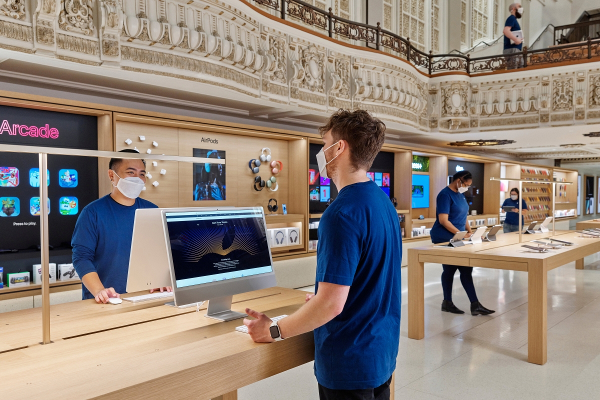 Apple Tower Theatre lobby with staff