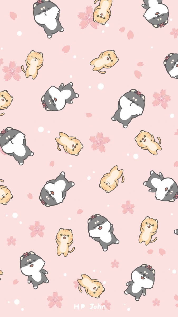 pink sakura shiba inu hi john calendar wallpaper