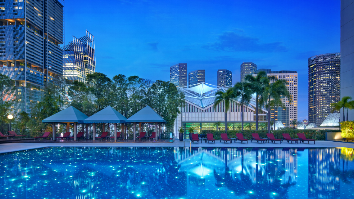 outdoor mineral swimming pool at PARKROYAL COLLECTION Marina Bay hotel singapore