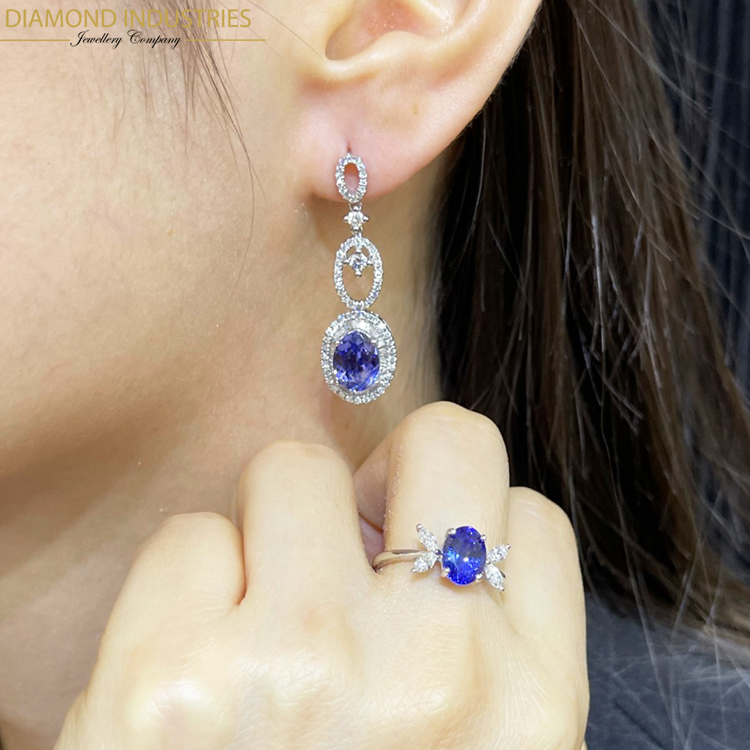 diamond industries tanzanite earrings and ring