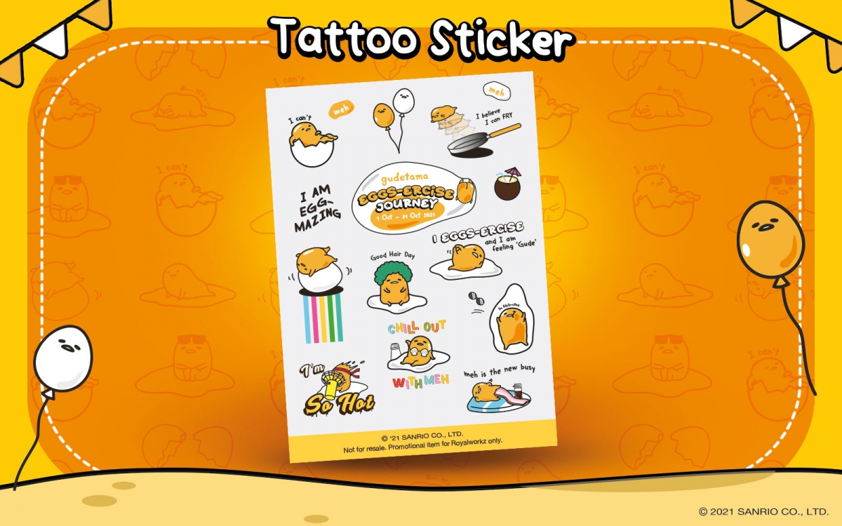 tattoo sticker gudetama run walk singapore merchandise