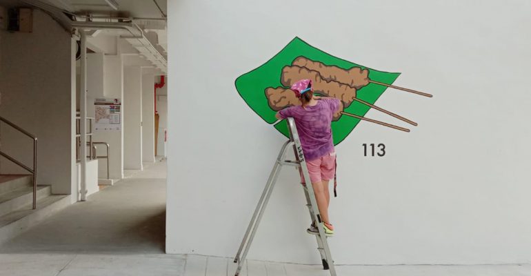 satay wall mural at ang mo kio singapore