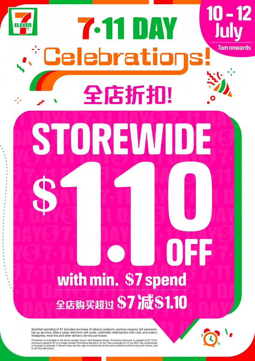 7-Eleven $1.10 off storewide poster