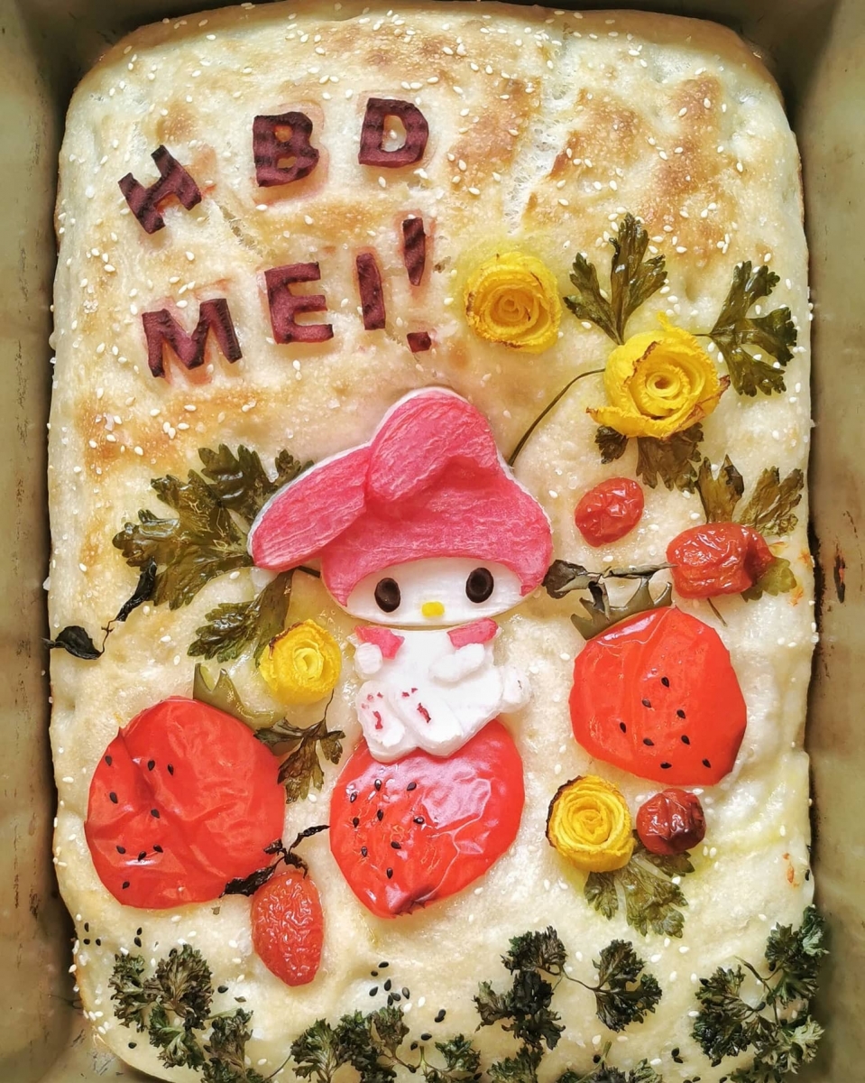 my melody focaccia breat art singapore when mommy bakes