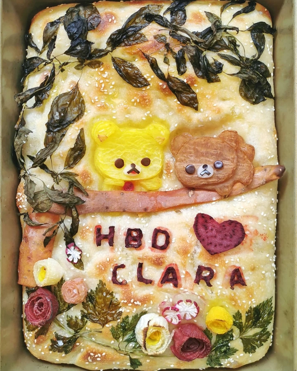 rilakkuma focaccia bread art singapore