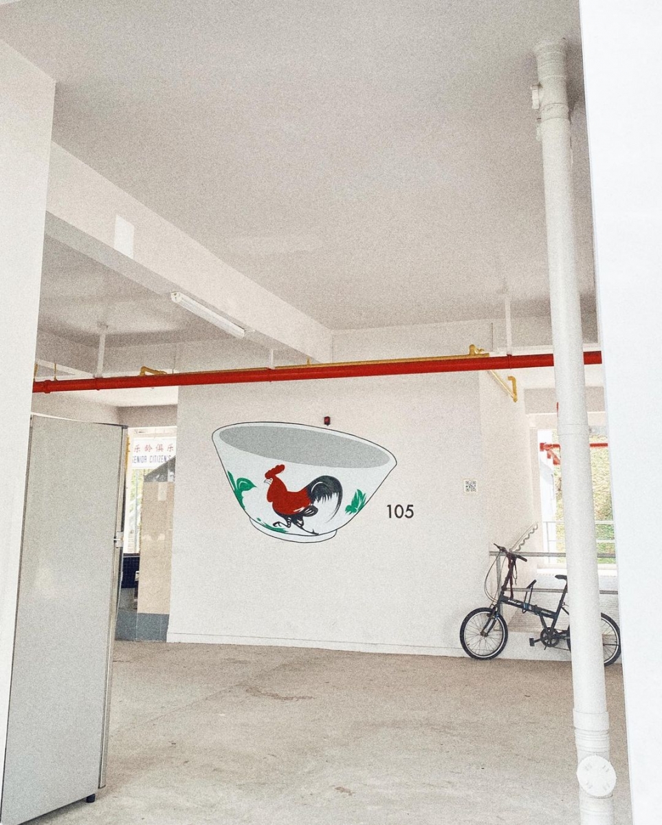 chinese rooster bowl wall mural at ang mo kio singapore