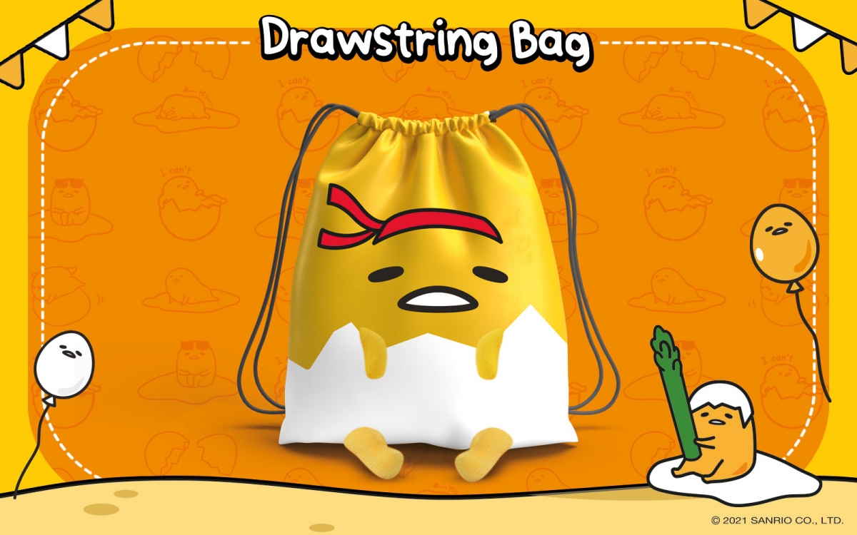 drawstring bag gudetama run walk singapore merchandise