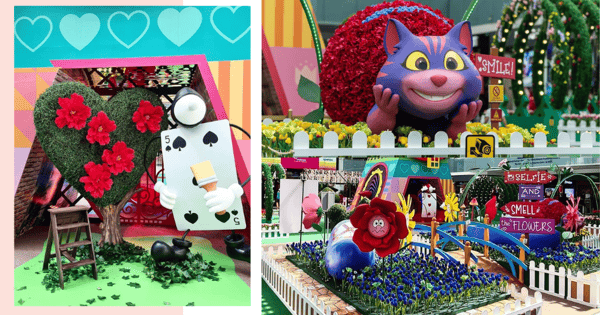 Pop-Up Alice In Wonderland Installation In Singapore Has Giant Cheshire Cat, White Rabbit, 'Eat Me' Cookie