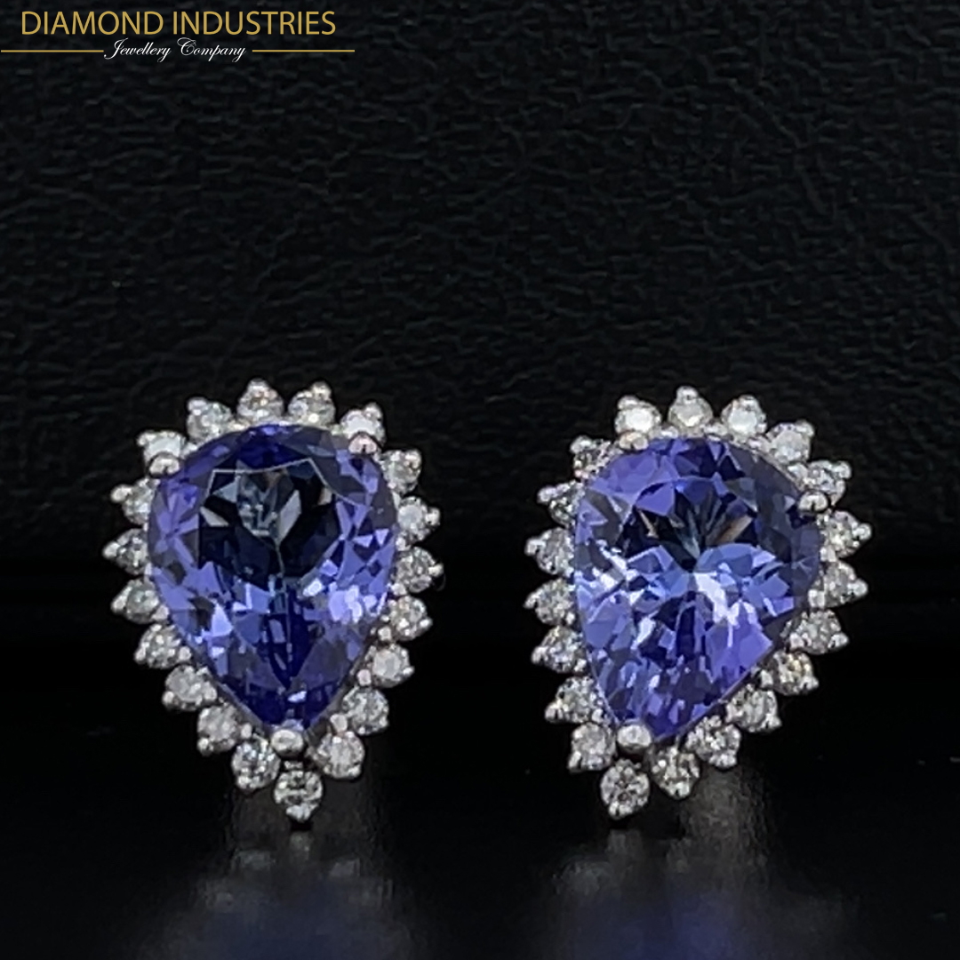 pear tanzanite stud earrings Diamond Industries Jewellery singapore