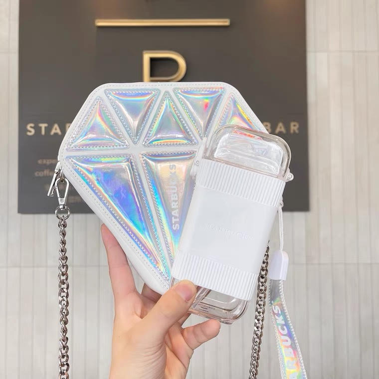 Starbucks Bling Diamond Iridescent sling bag water bottle Singapore