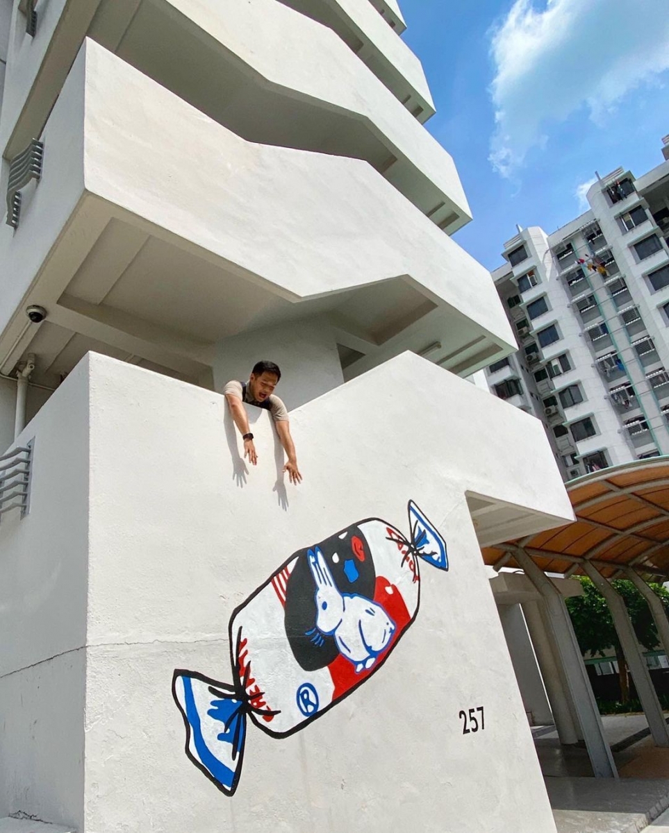 white rabbit sweet wall mural at ang mo kio singapore