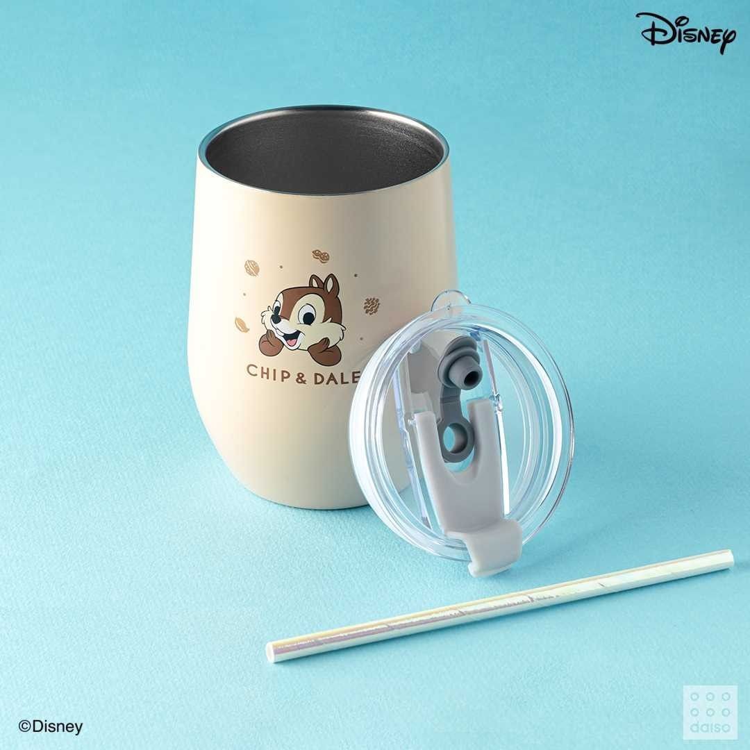 Daiso x Disney Chip 'n'Dale Stainless Steel Tumbler Cup with lid