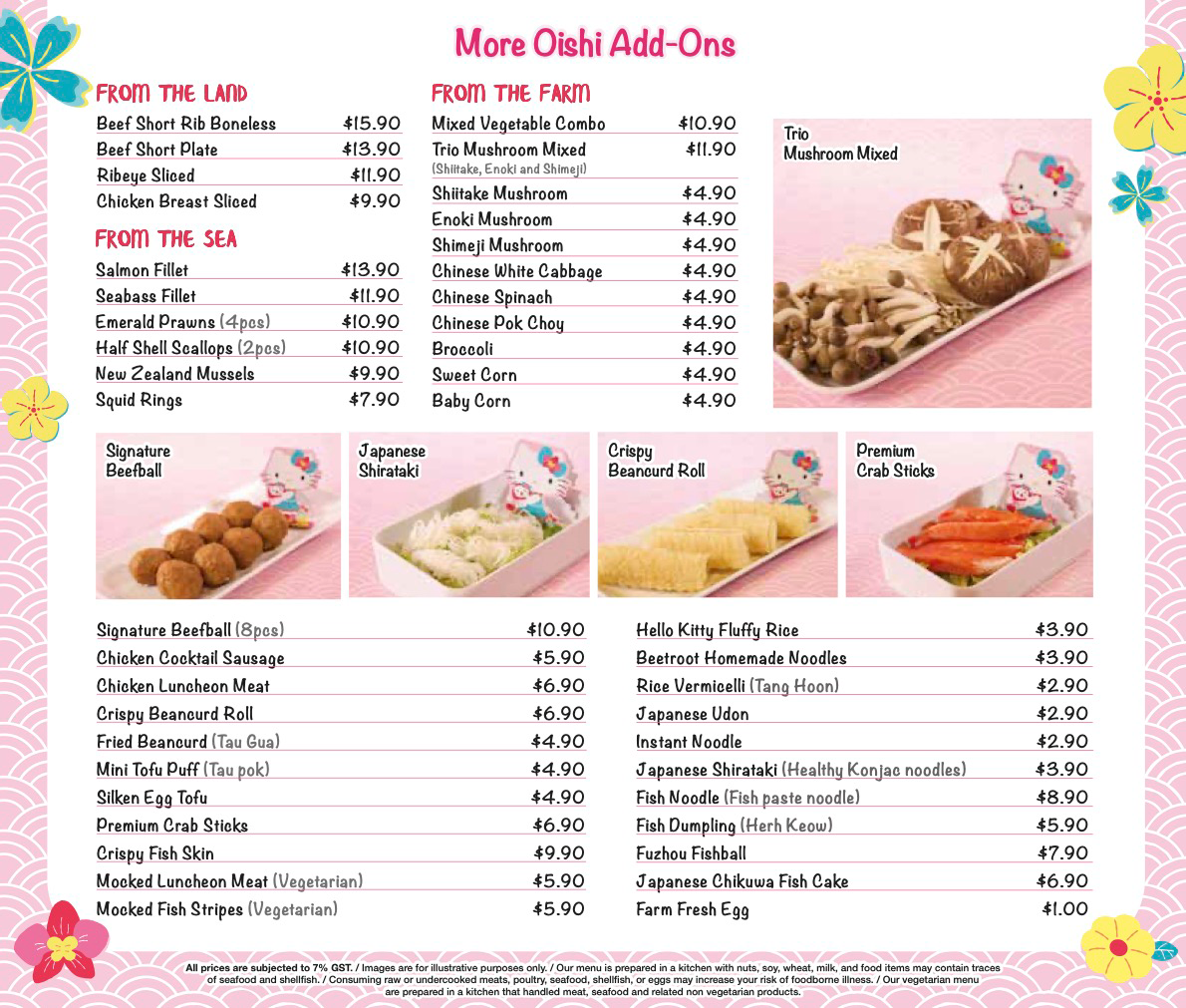 hello kitty mini shabu shabu kumoya cafe singapore add on ingredients menu