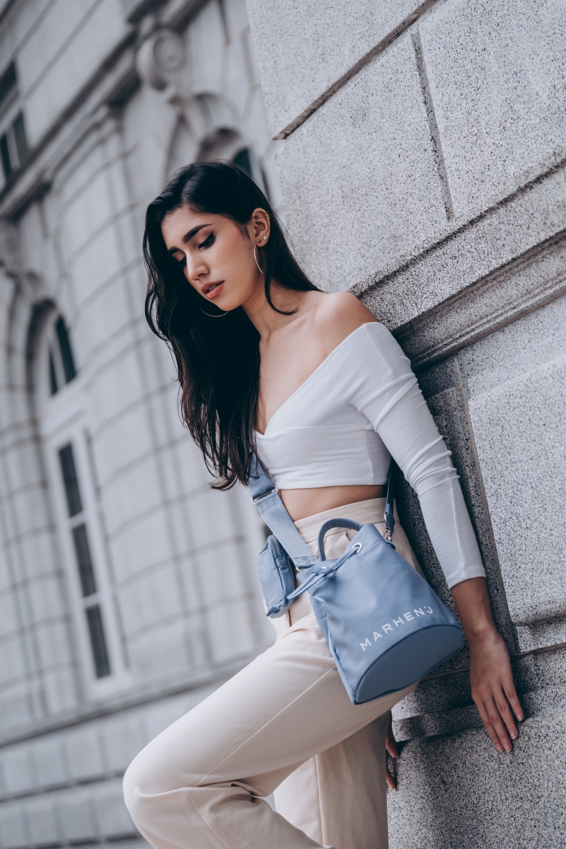 MARHEN.J LEXY V2 bucket bag in sky blue at sift and pick singapore