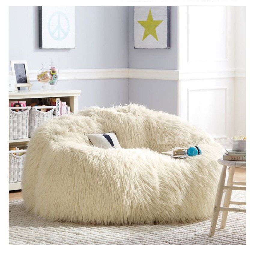 white Fluffy Fur Bean Bag