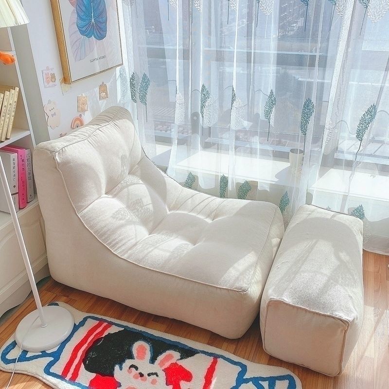 white Bean Bag Tatami floor Sofa with leg rest