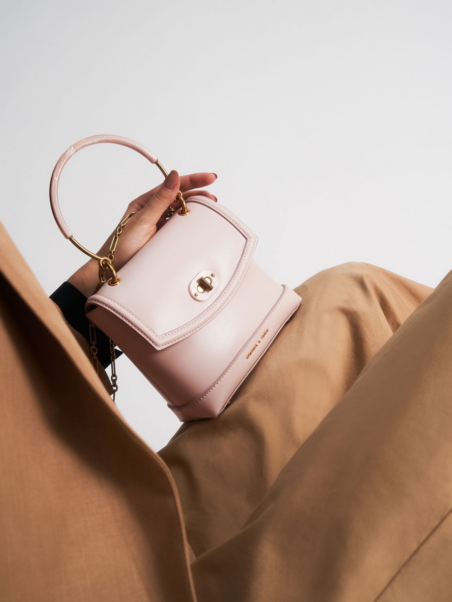 Charles & Keith Stone-Embellished Top Handle Bag