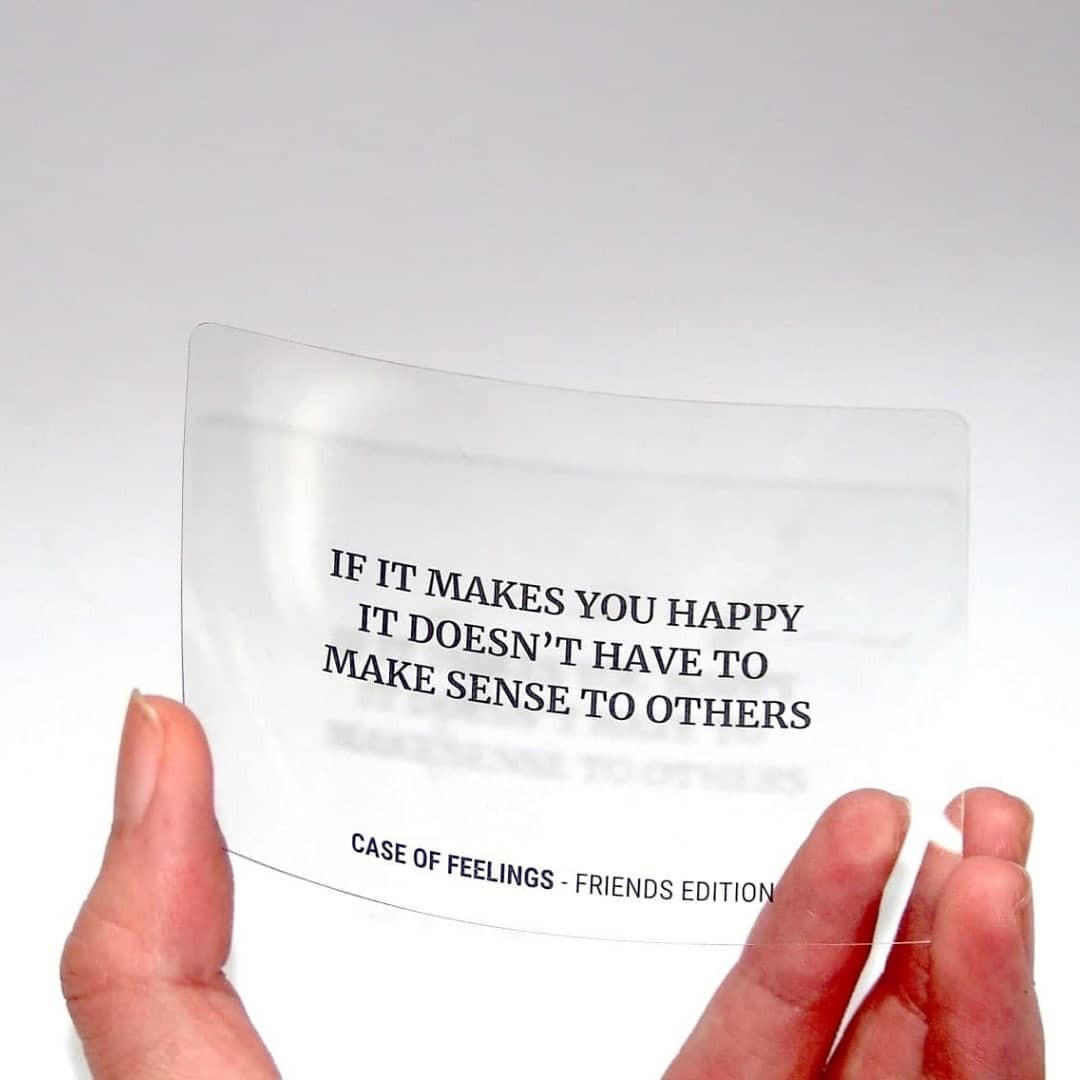 Case of Feelings transparent quote card