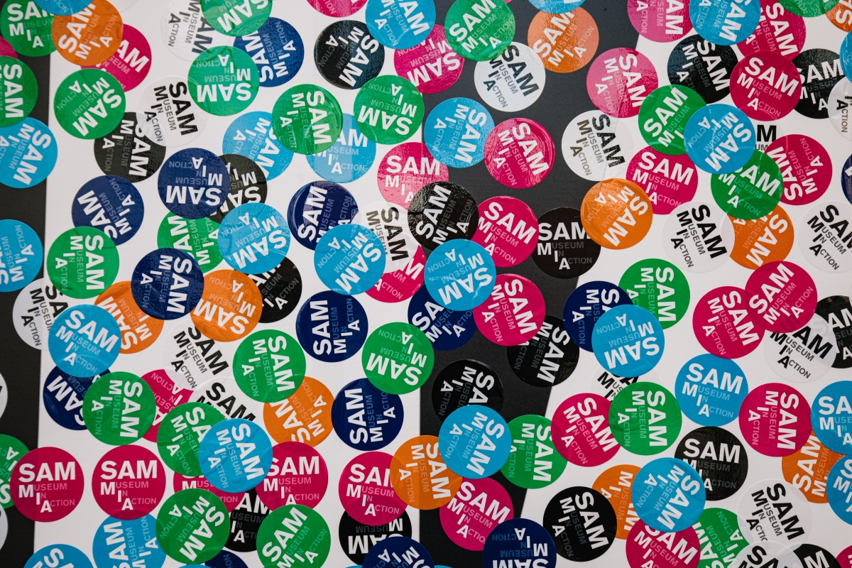 Singapore Art Museum hoarding with stickers