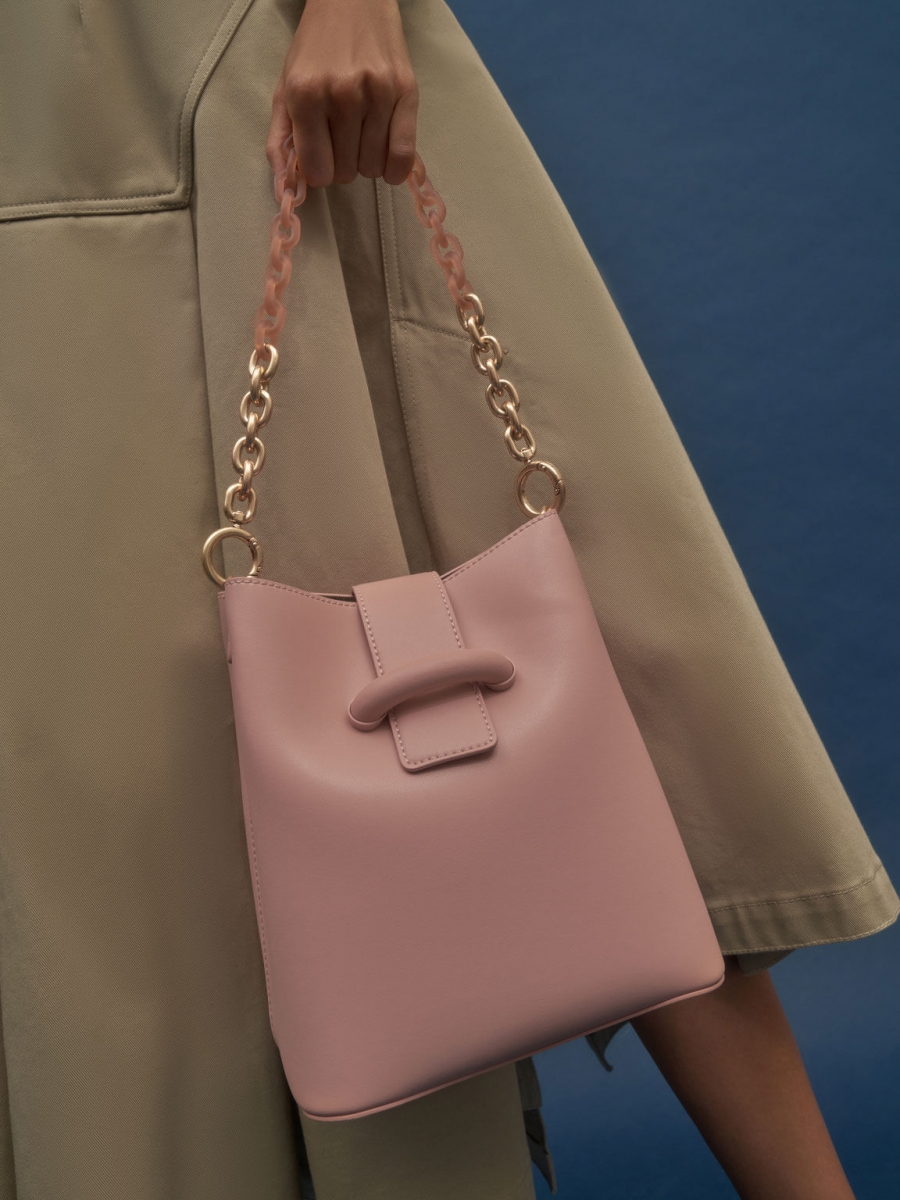 Charles & Keith Chain Handle Bucket Bag
