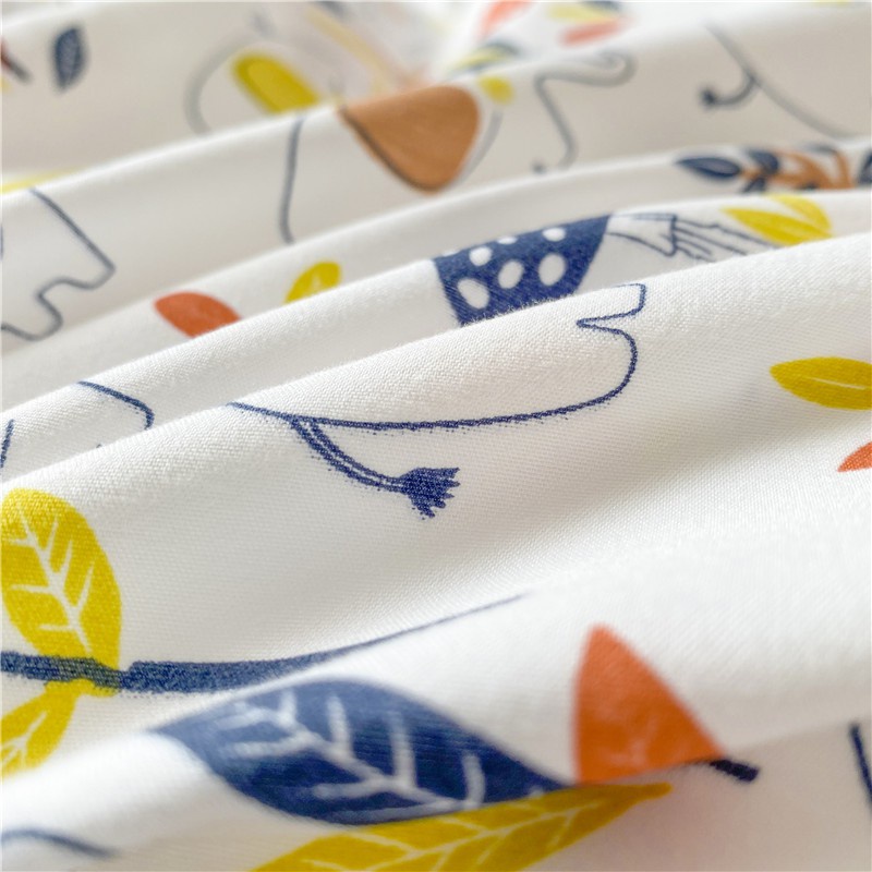 close of prints of elephant and mushroom korean style bed sheet set singapore