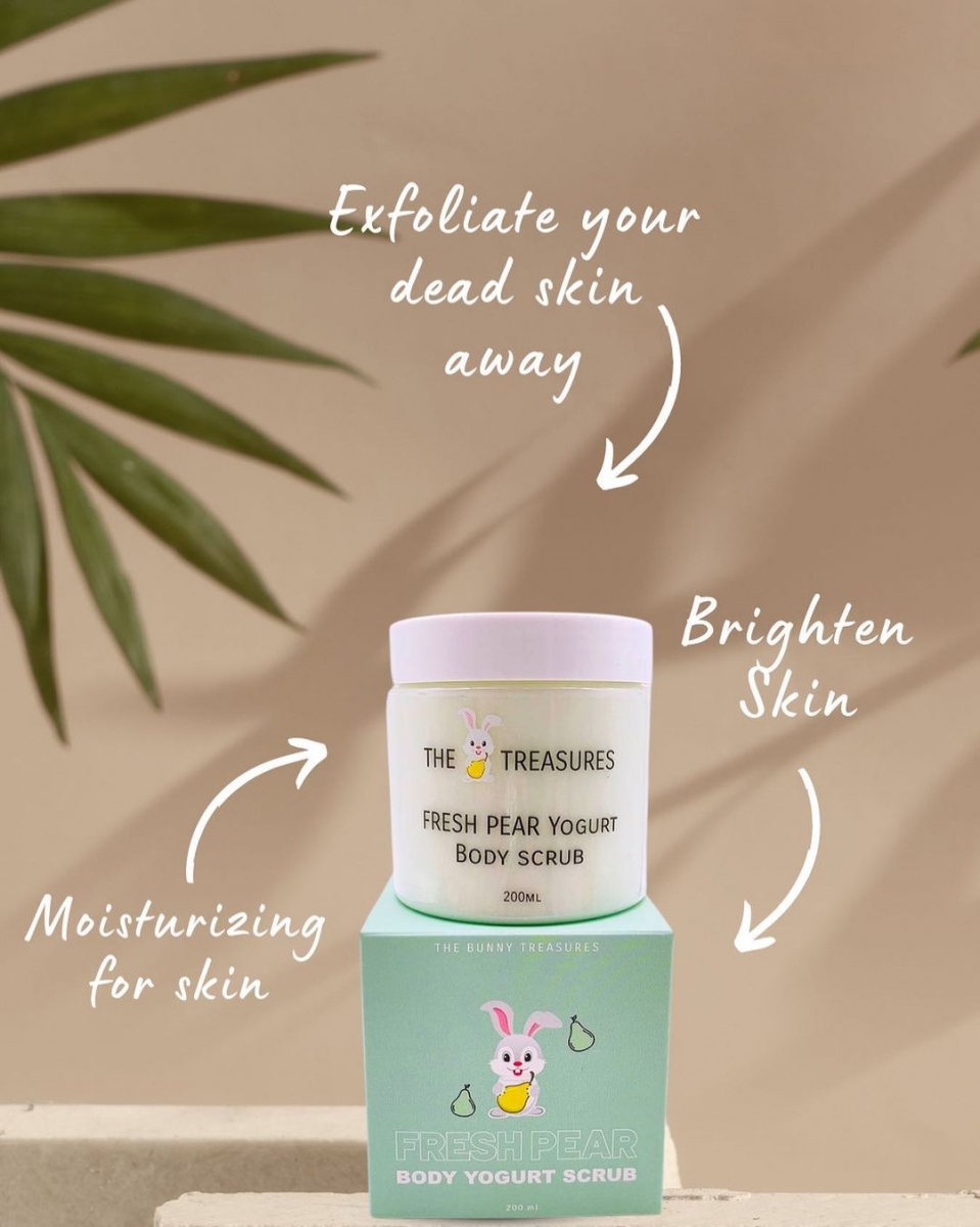 The Bunny Treasures singapore featuring the fresh pear yoghurt body scrub