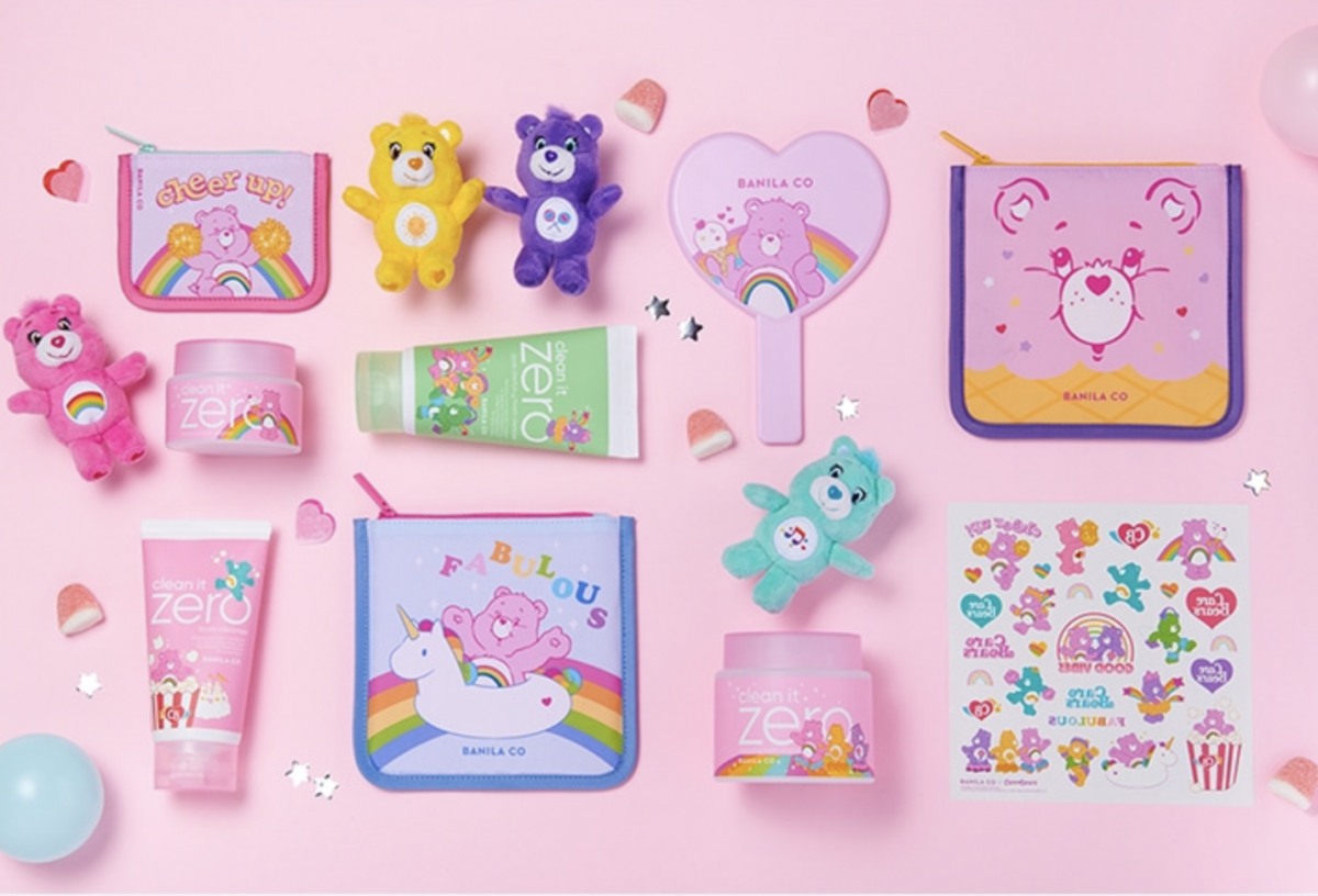 Banila Co x Care Bears Korea_Clean It Zero Cleansing Balm Original, Clean It Zero Foam Cleanser and Clean It Zero Pore Clarifying Foam Cleanser and other accessories