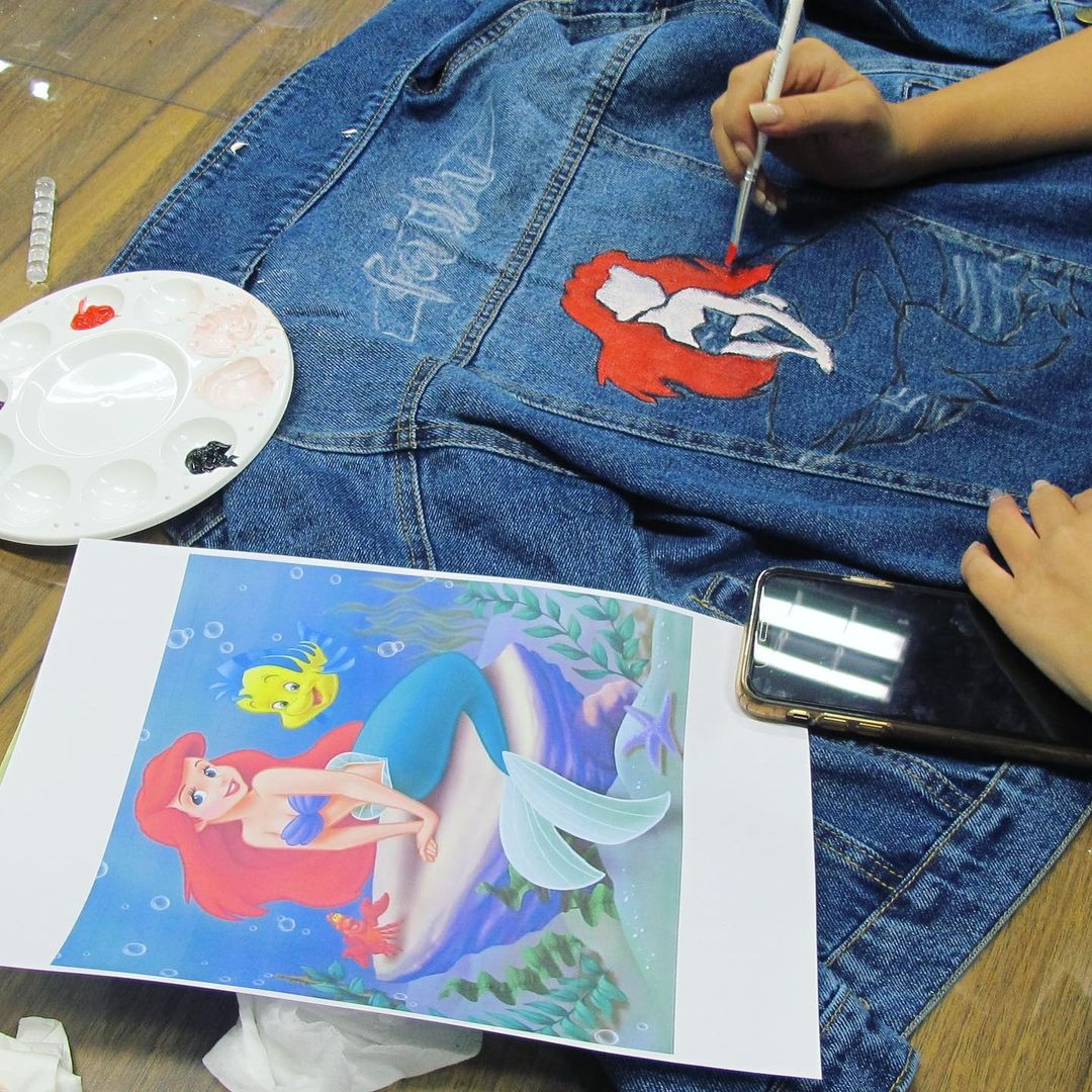 Denim jacket painting workshop Singapore Fun Drafting