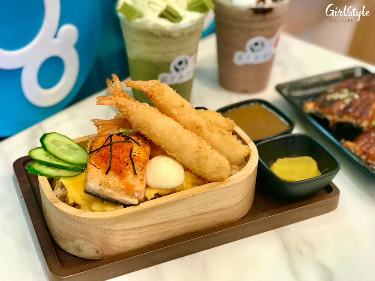 salmon and fried ebi bento at gram cafe vivocity