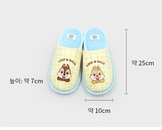 Daiso Korea x Chip 'n' Dale bedroom slippers collection showing its size specifications