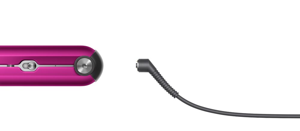 Dyson Corrale straightener in Fuchsia featuring its cordless design