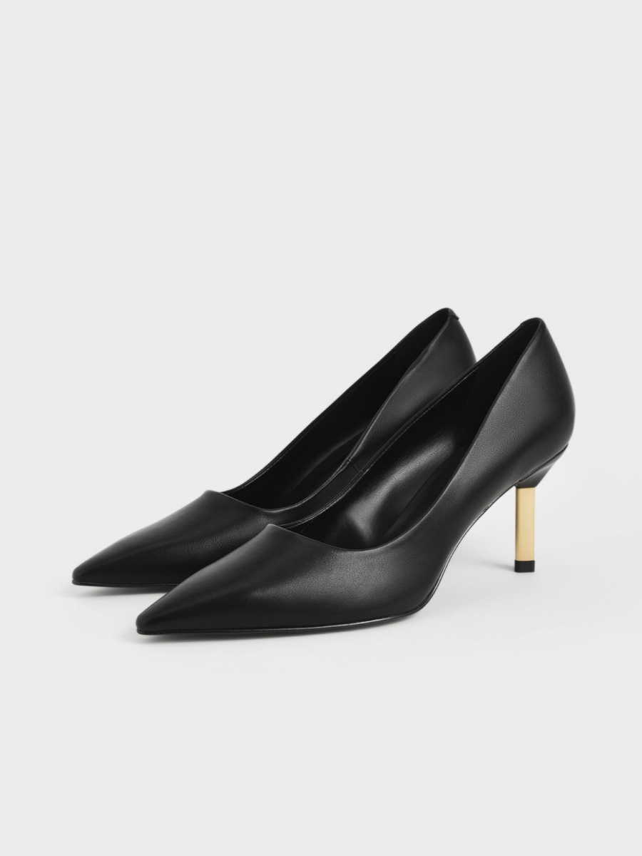 charles and keith singapore Metallic gold Stiletto Heel Pumps in black