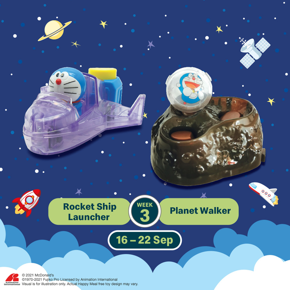 doraemon space mcdonalds happy meal toys singapore rocket ship launcher planet walker