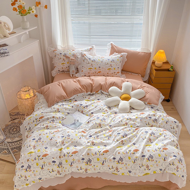 elephant and mushroom korean style bed sheet set singapore