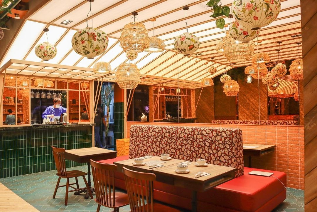 seating area interior design of mrs pho vietnamese restaurant at takashimaya singapore