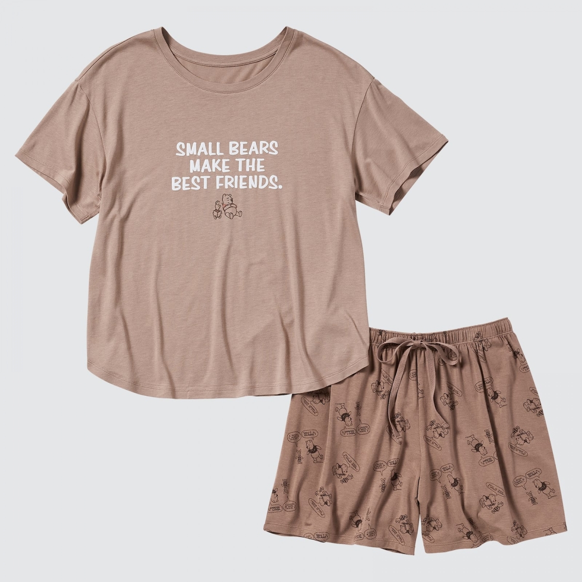 uniqlo singapore winnie the pooh womens loungewear pyjama set brown mauve