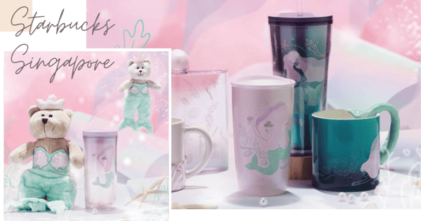 Starbucks SG's New Mermaid-Themed Collection Has Shimmery Drinkware, Seashell Motifs, & Bearista Plushies