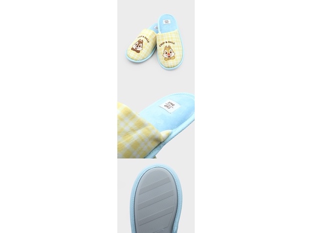 Daiso Korea x Chip 'n' Dale bedroom slippers collection featuring the slippers in soft yellow