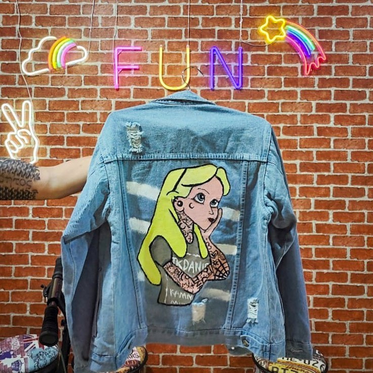Denim jacket painting workshop Singapore Fun Drafting